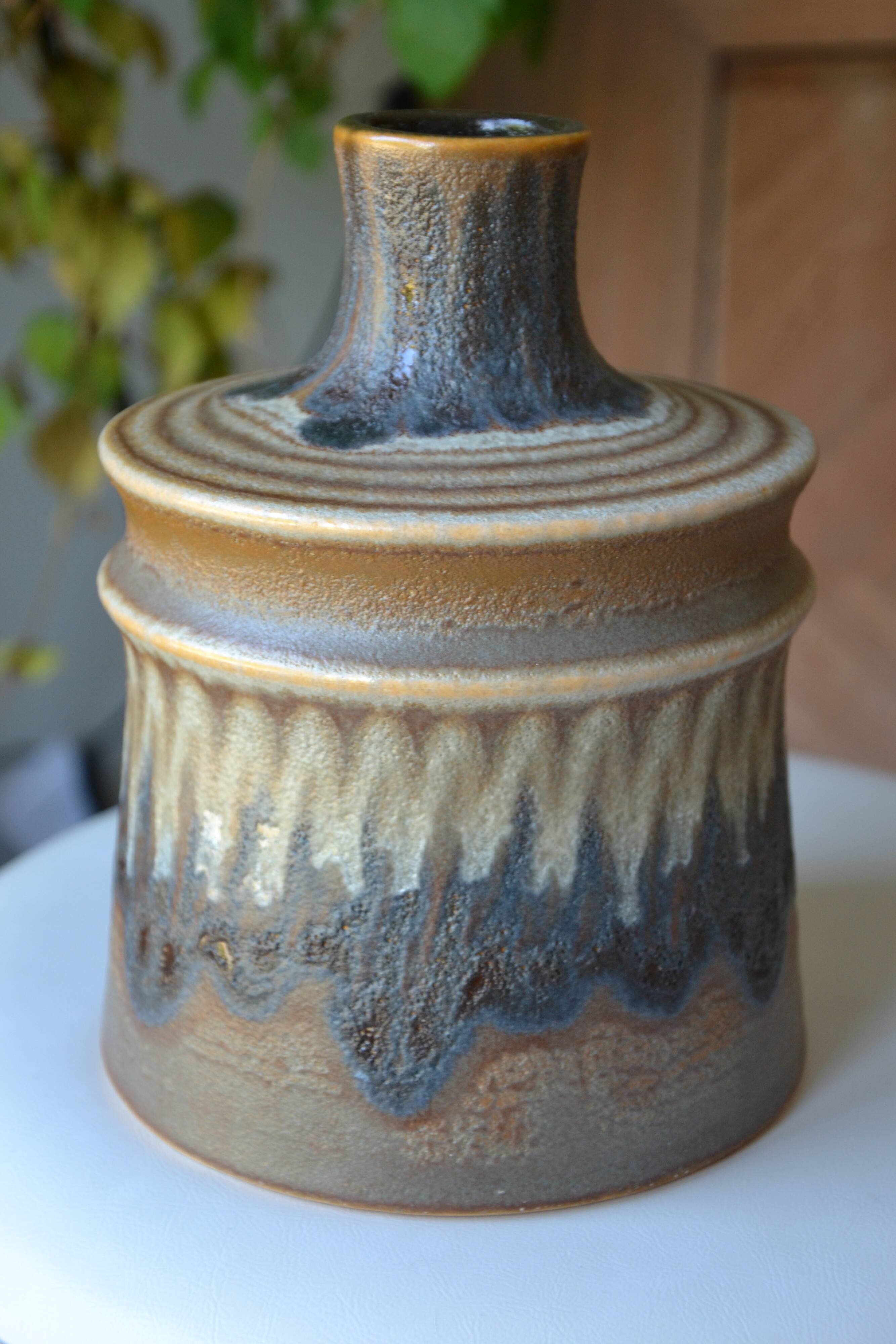 Original vintage flamed stoneware vase