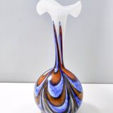 Grand vase en verre orange, blanc et bleu par Opaline Florence, Italie