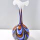 Grand vase en verre orange, blanc et bleu par Opaline Florence, Italie