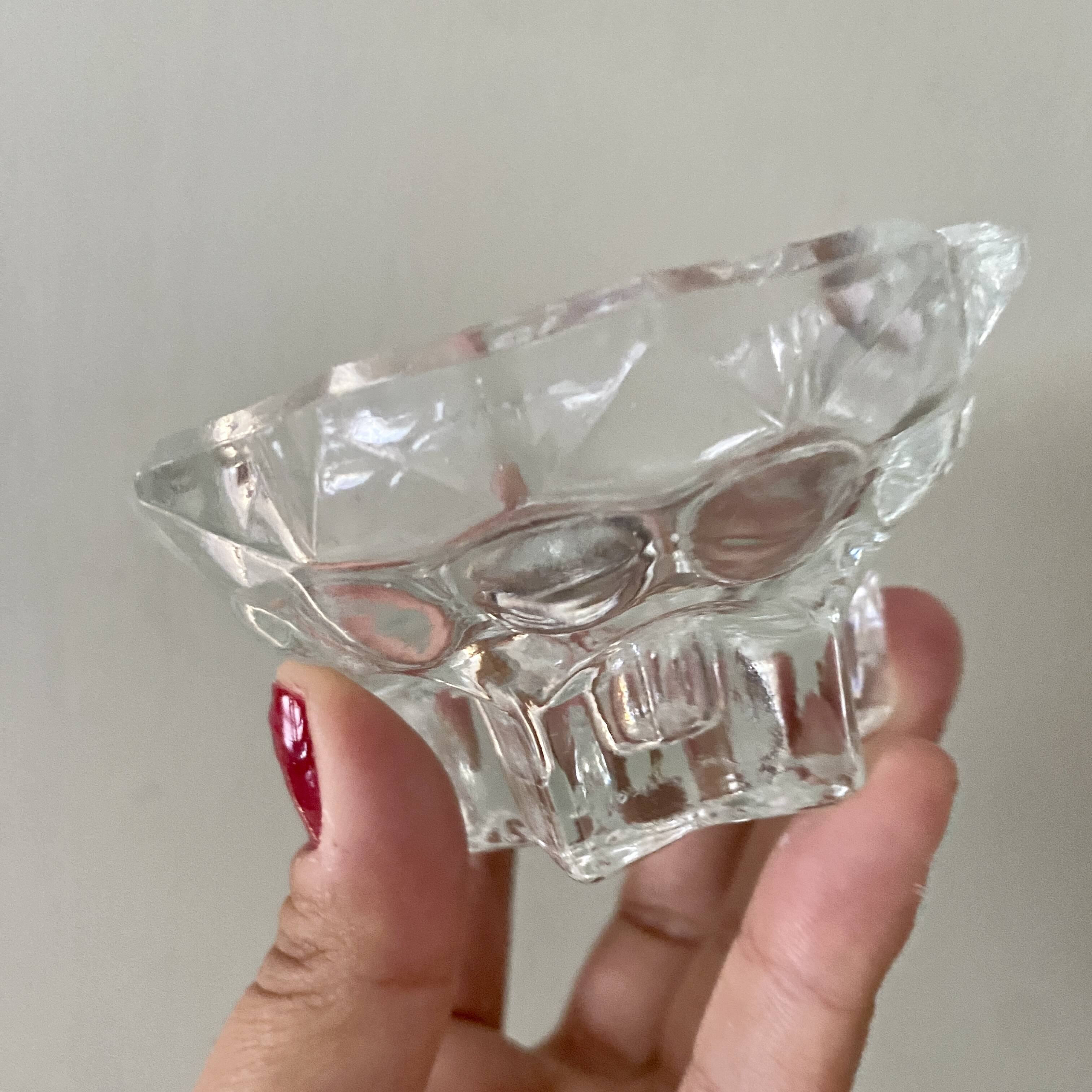 Set of 2 vintage molded glass candle holders