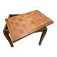 Table transformable vintage en bois de noyer et marqueterie