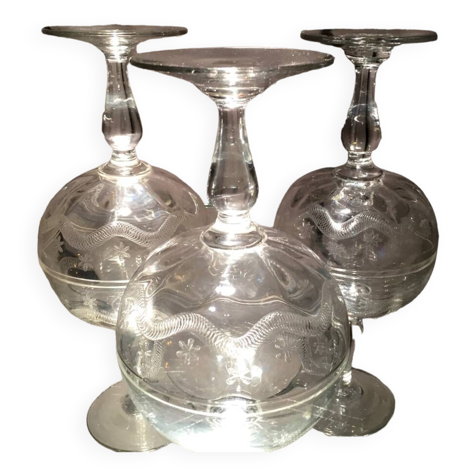 Set of 3 vierzon crystal glasses emma model 1930 1940