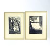Set Of 2 Paintings On Paper, Signed Sestak 1972