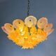Bicolour 4-tier floral Murano glass chandelier, pink & white glass, Italy, 1970s