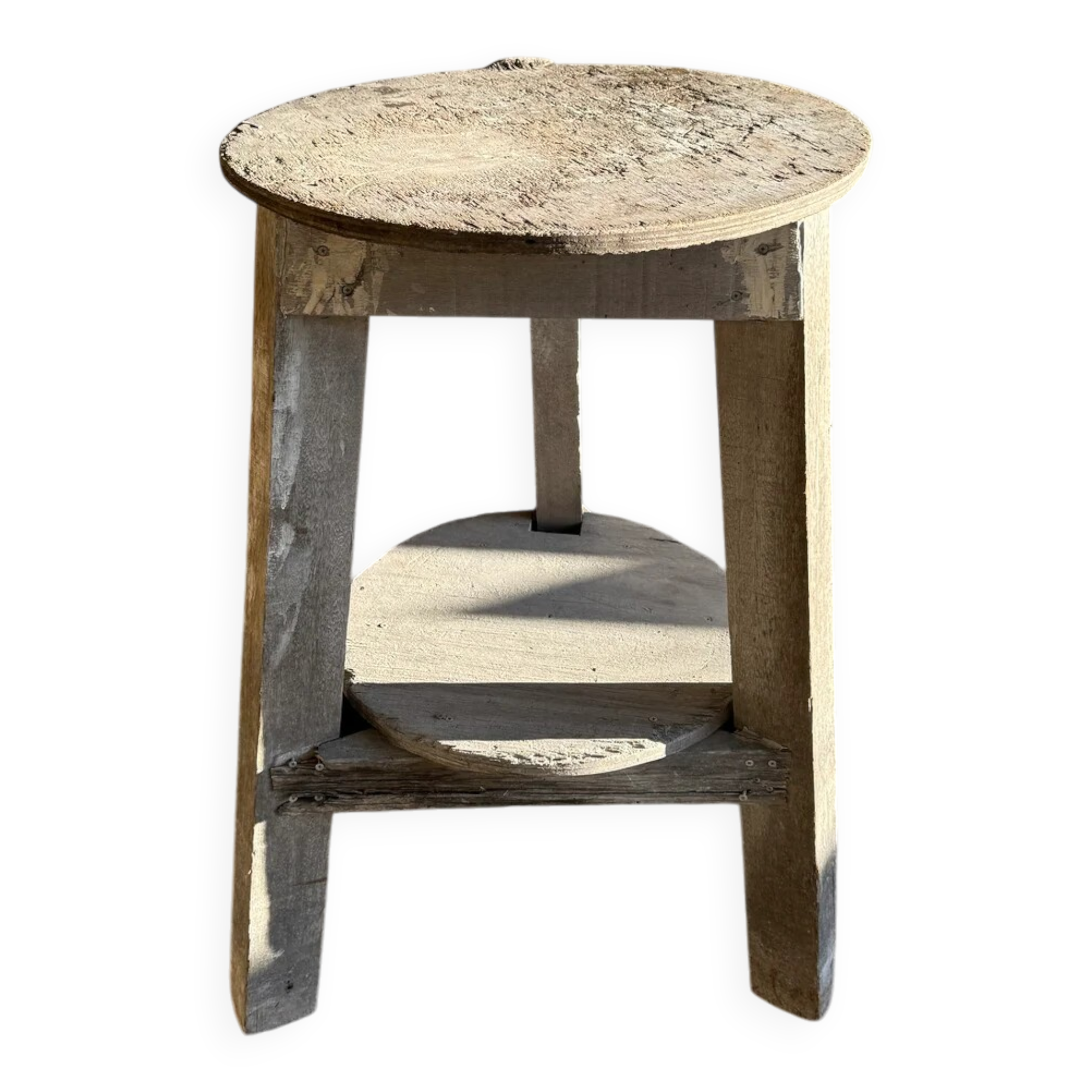 Vintage Rustic Wooden Side Table in Natural Wood Tones, Solid Wood, 1970s