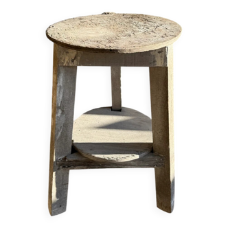 Vintage Rustic Wooden Side Table in Natural Wood Tones, Solid Wood, 1970s