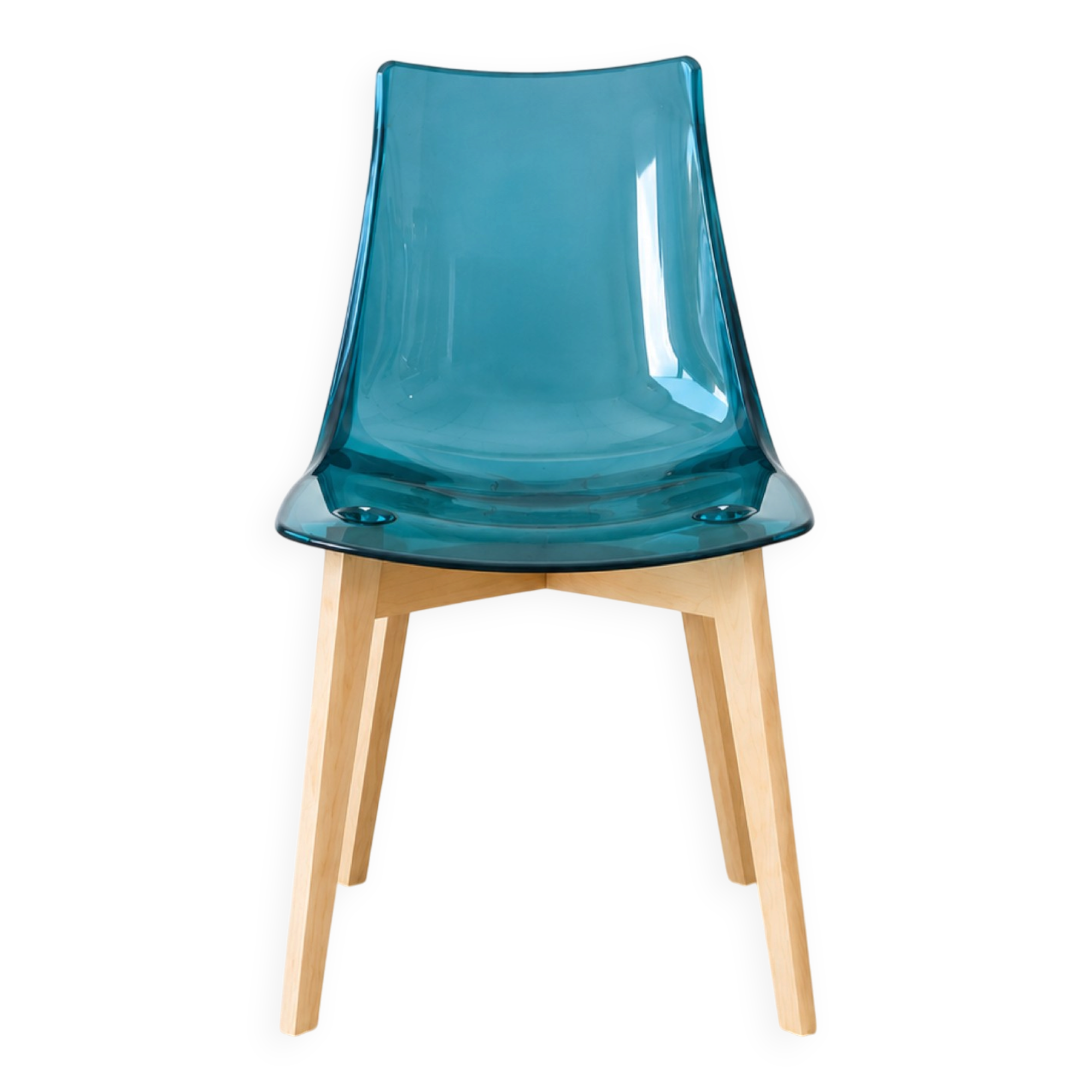 Set of 4 fantasy design chairs – brand: Cancio (wood & polycarbonate)