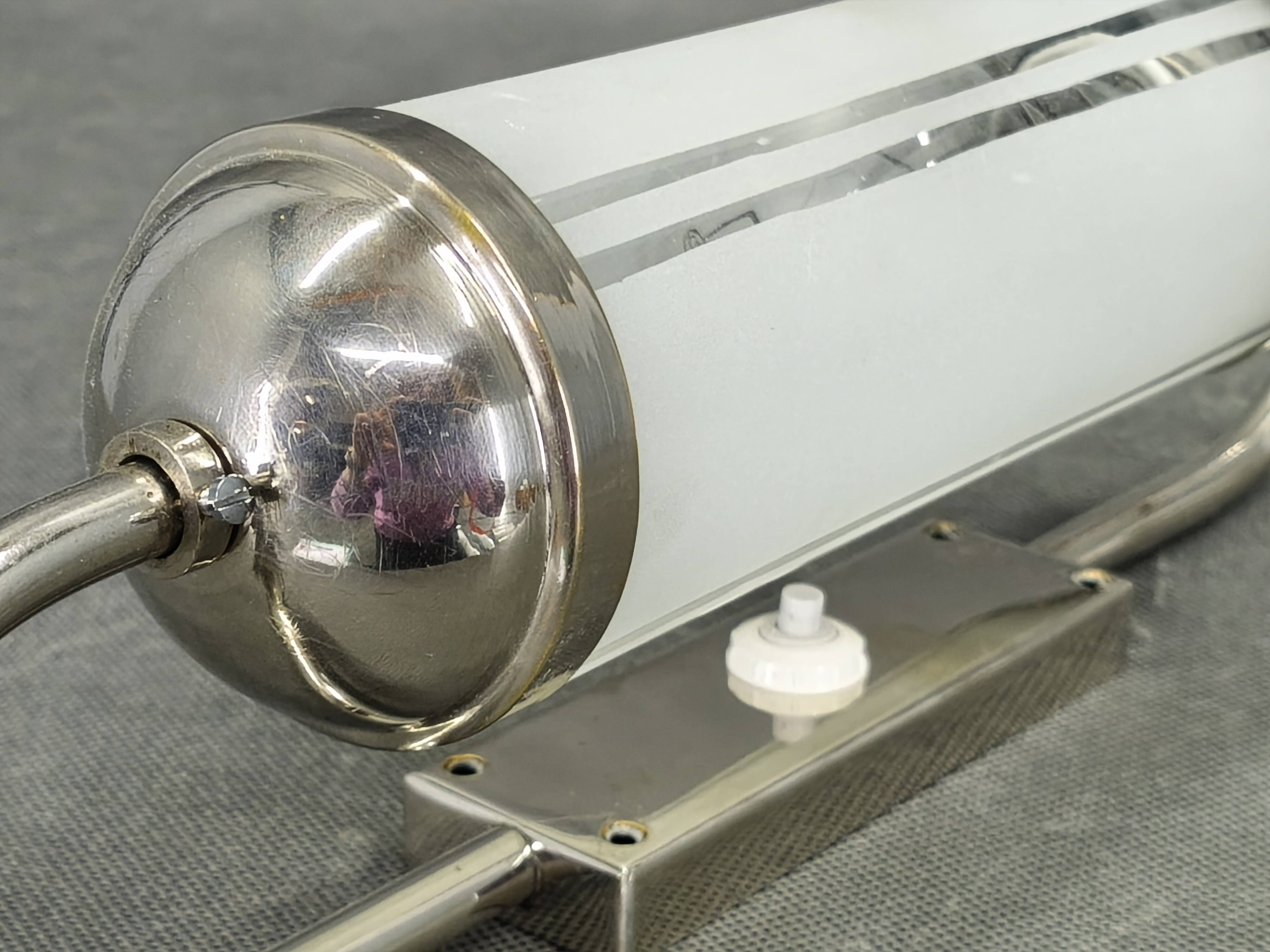 Pair of Art Deco Nickel and Glass Wall Lights, 1930s