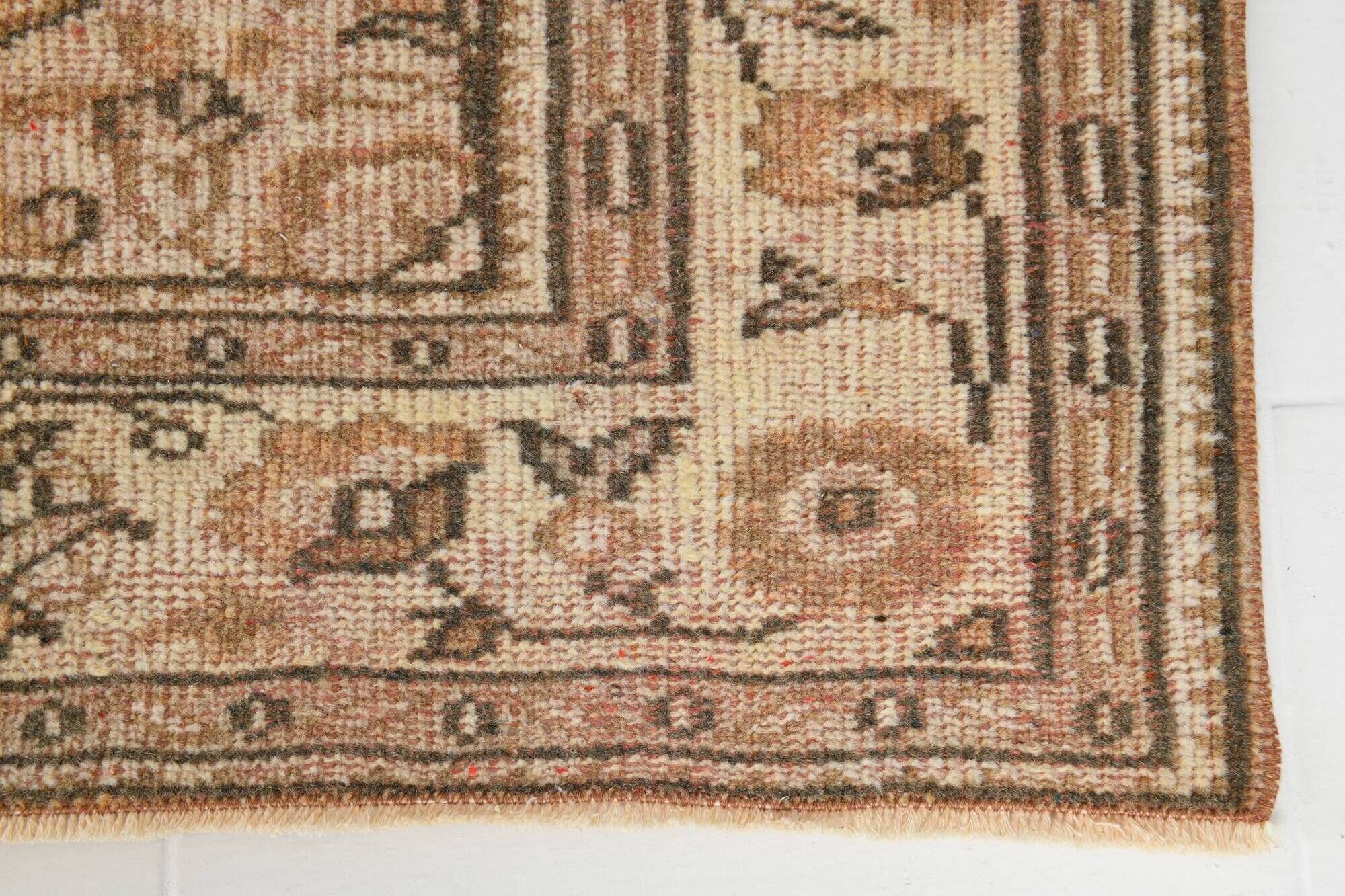 Tapis Oushak Vintage, Laine Fait Main, Beige et Pêche, 168x257 Cm