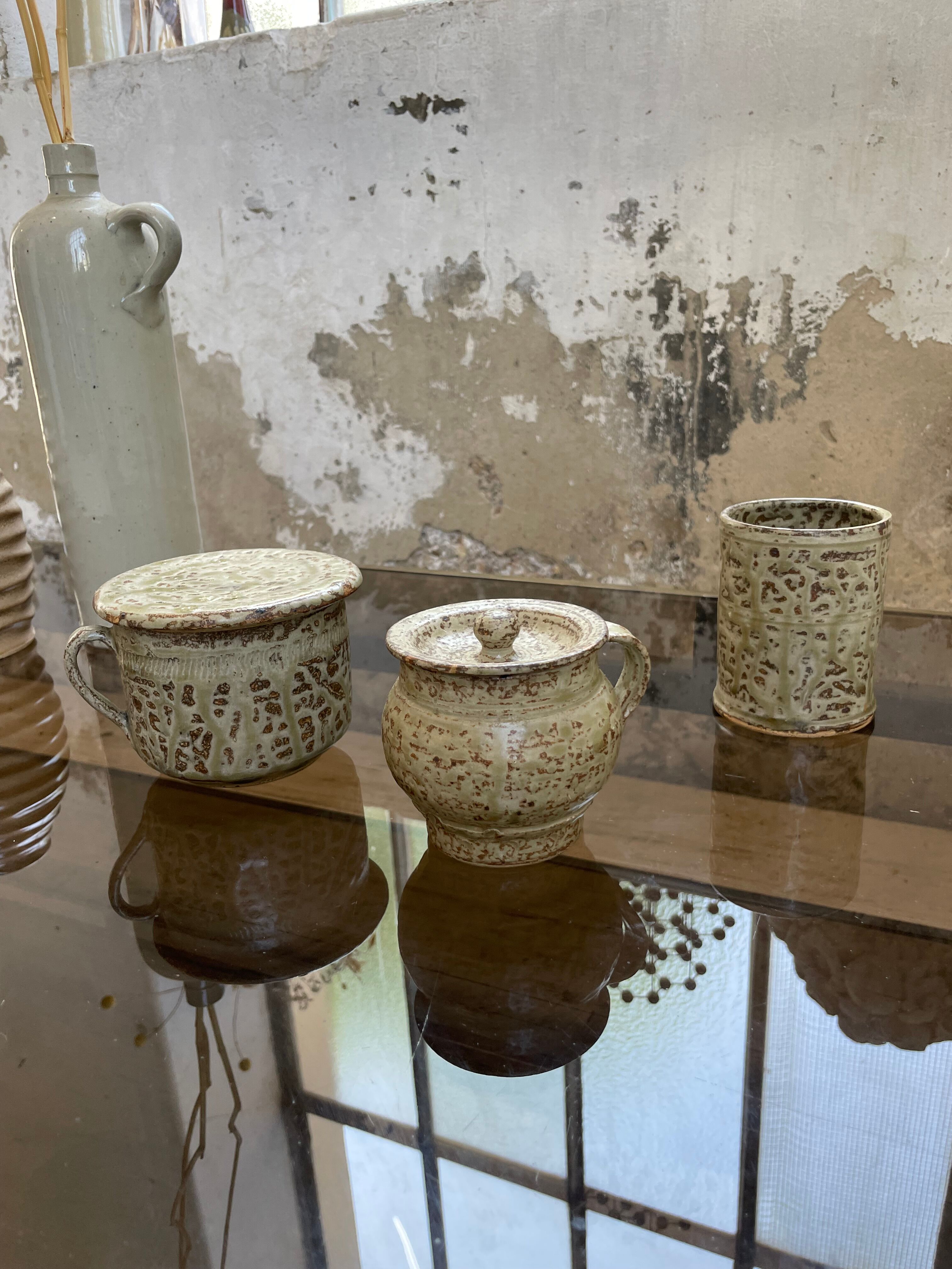 Stoneware herbal tea cup set La Hulotte Caylus