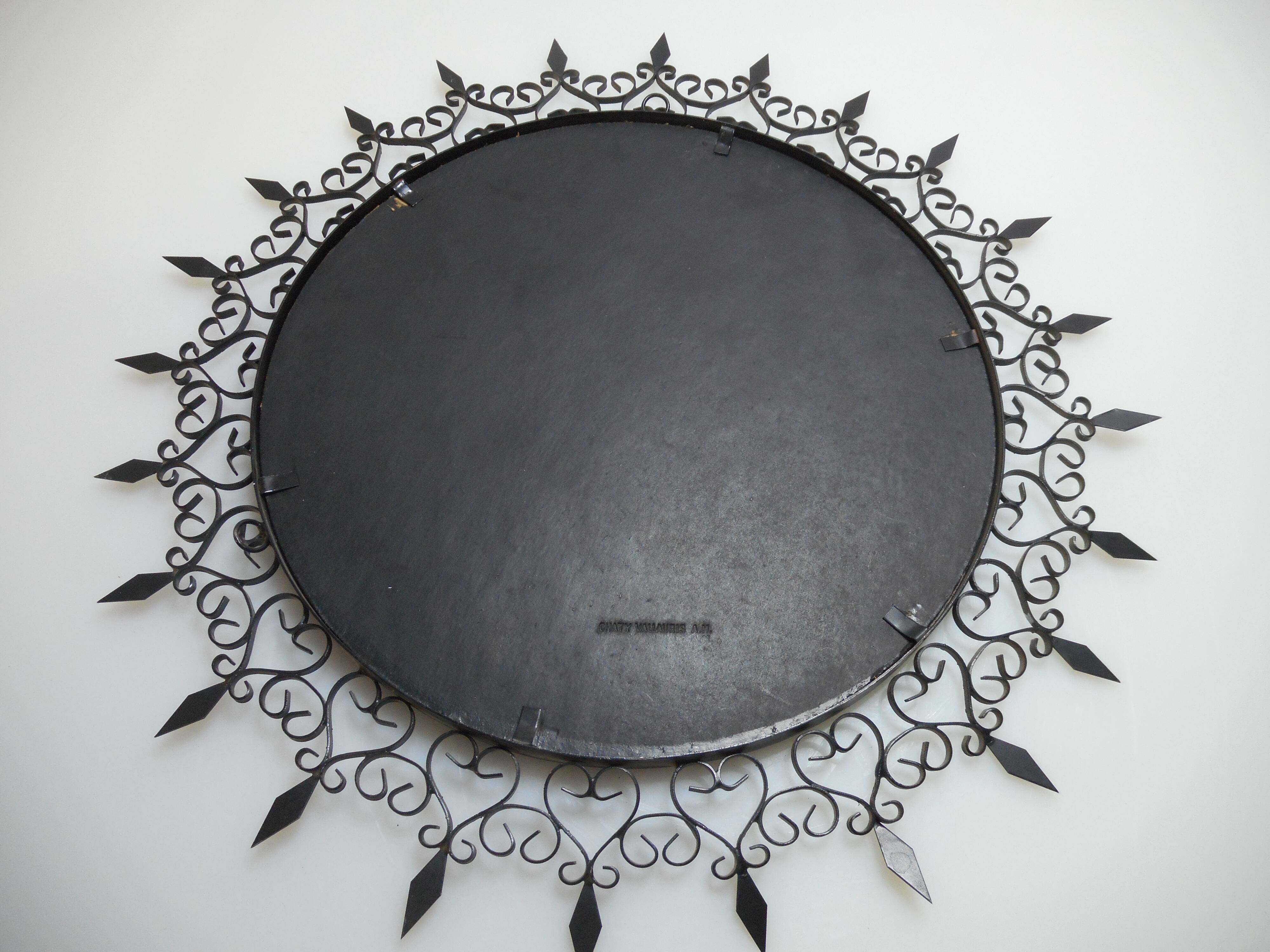 Signed Vallauris Chaty Sun mirror 44cm