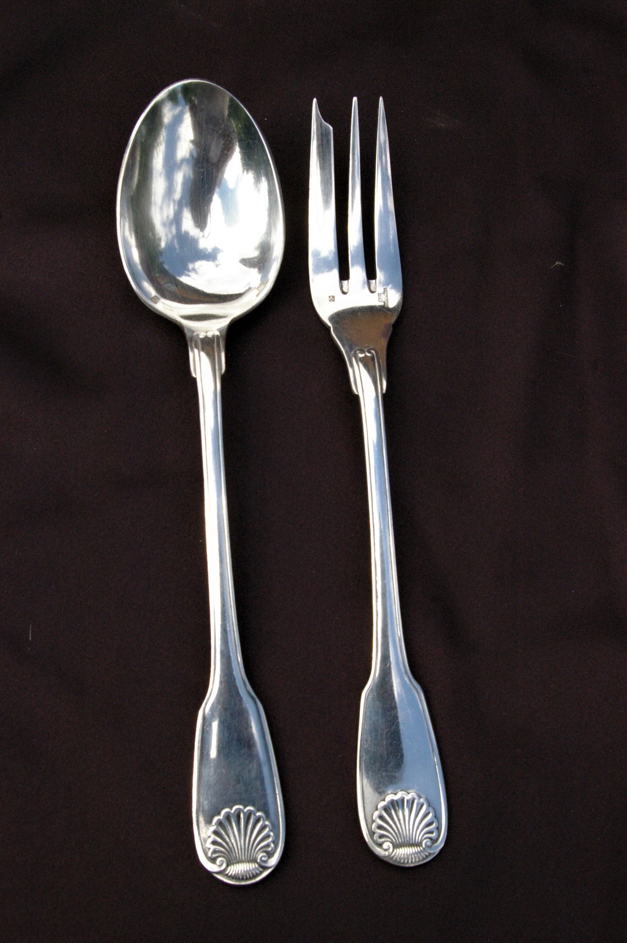 Christofle serving cutlery (fork / spoon) vendôme shell