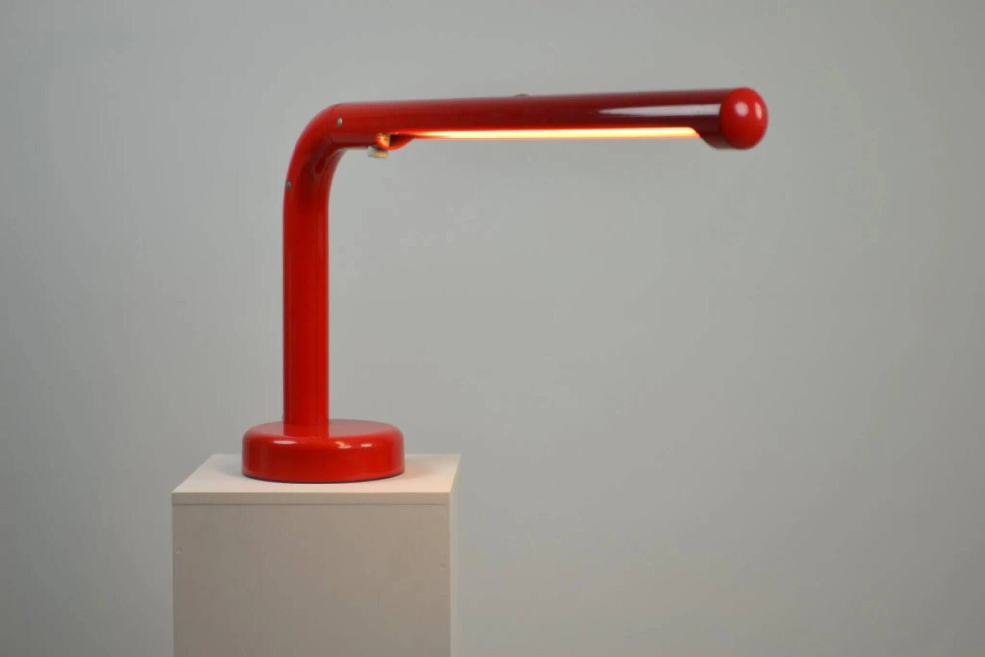 Red “Tube” Desk lamp designed by Anders Pehrson for Ateljé Lyktan, Sweden, 1970s