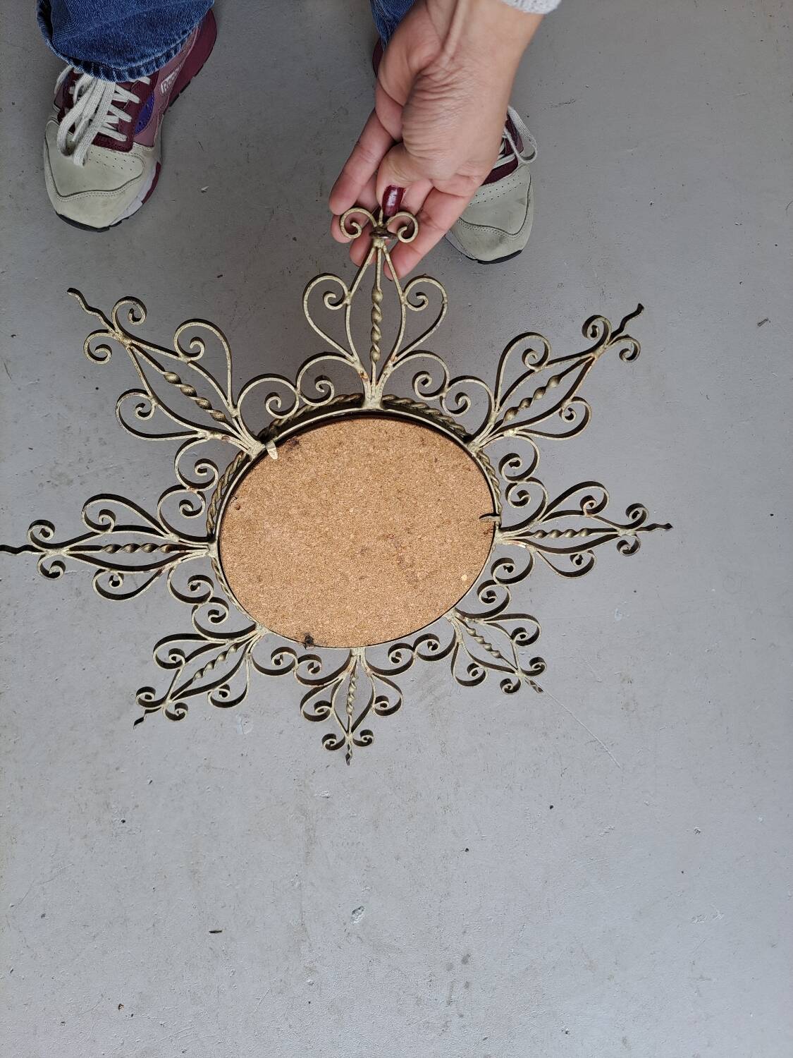 Vintage gold metal sun mirror