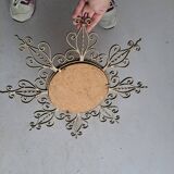 Miroir soleil en métal doré vintage
