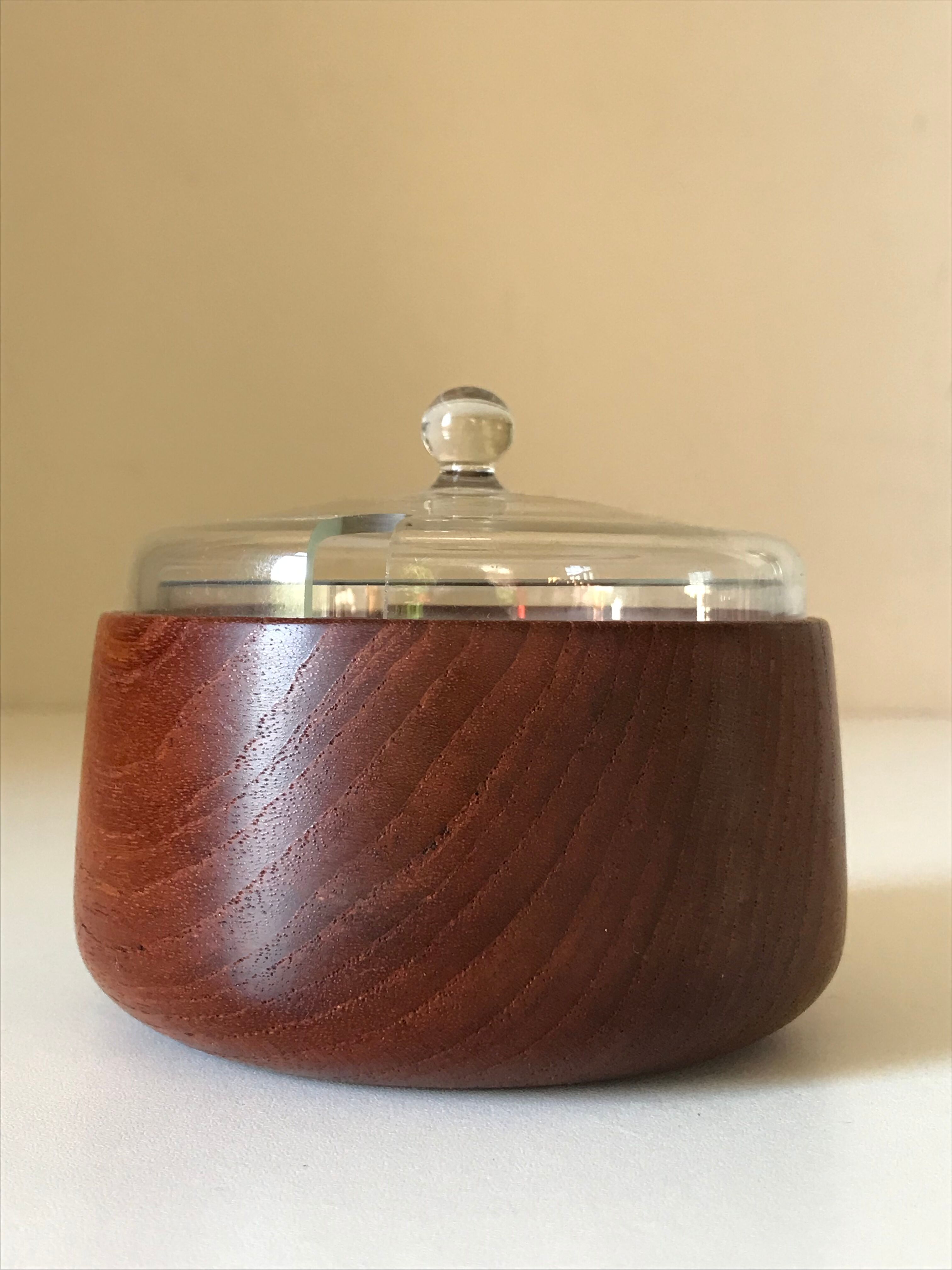 Teak spice pot and glass of the 60 years