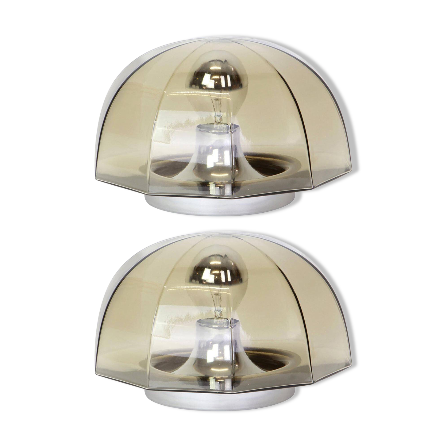 Pair of smoked glass wall lights or ceiling light by Hillebrand, Germany, 1960s.