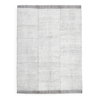 Tapis turc vintage fait main, marron et blanc, 7 x 10 cm, 209 x 298 cm,