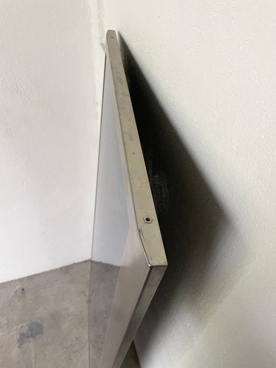 Brushed stainless steel mirror circa François Monnet and Joelle Ferlande