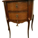 Commode demi lune de style Louis XV en marqueterie XX siècle