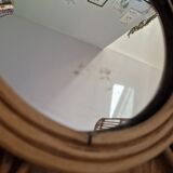 Old vintage rattan flower mirror