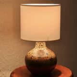 Stoneware lamp, white lampshade, 1970s
