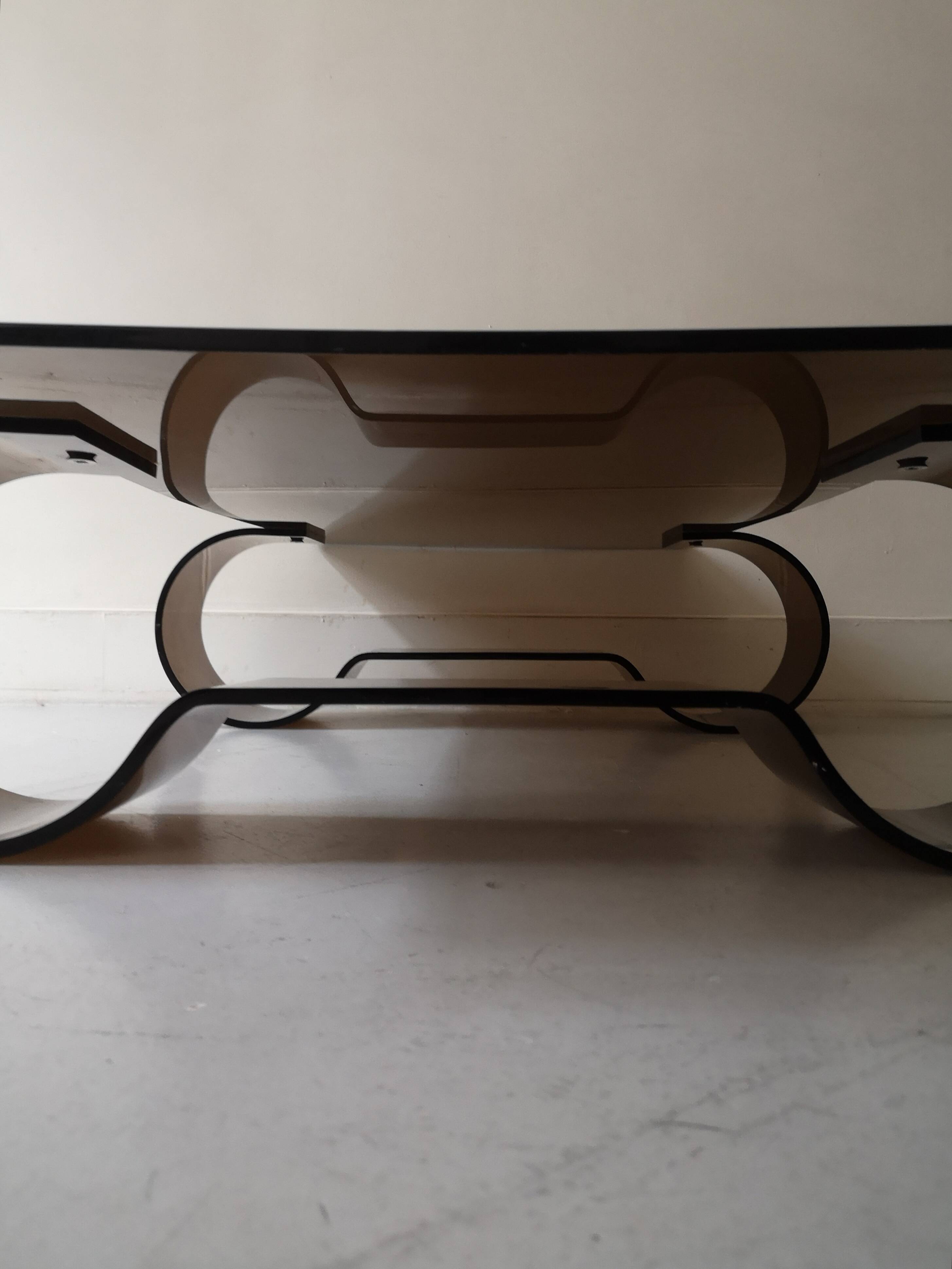 Coffee table in smoked brown plexiglass, roche bobois 1970