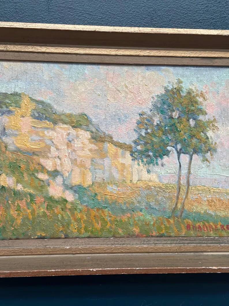 Original Swedish Oil on Canvas – “Landscape” by B. Hallberg – Signed – Vintage & Framed – 50 × 33 cm