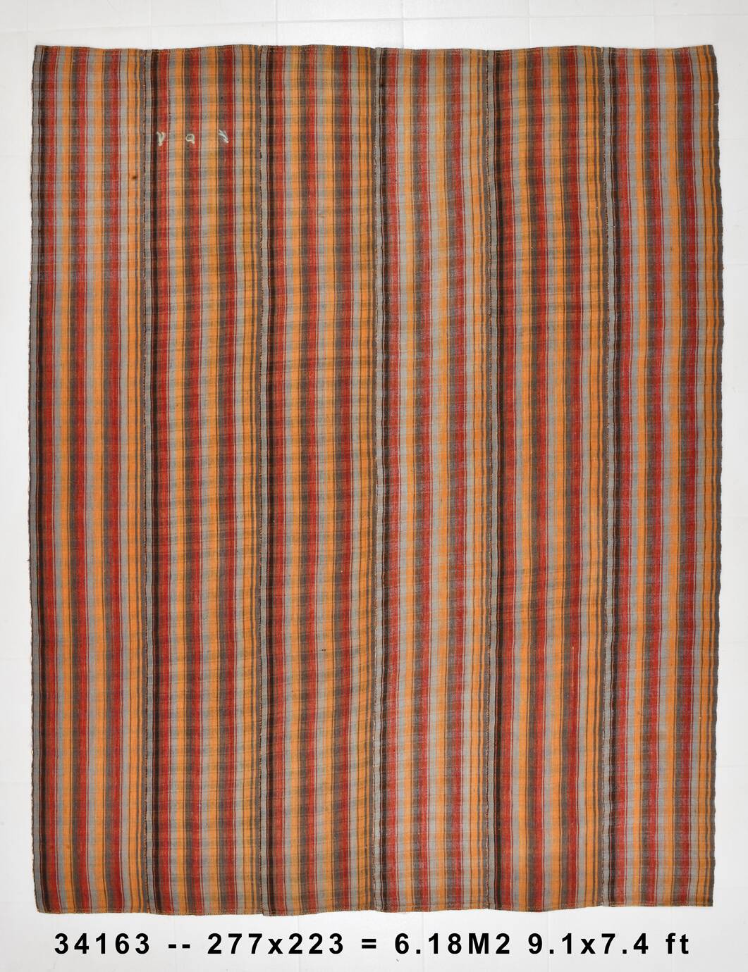 Red & Orange Bohemian Kilim Rug, 223x277Cm