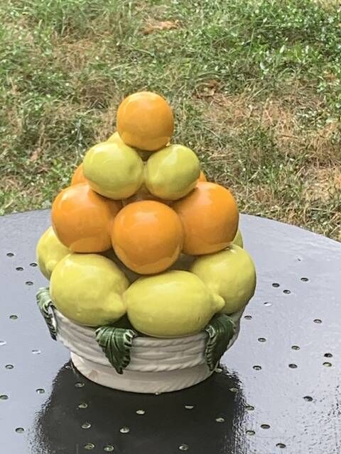 Vintage ceramic barbotine citrus fruit centrepiece