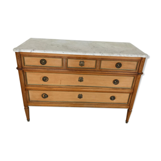 Louis XVI-style mahogany dresser, white marble tray
