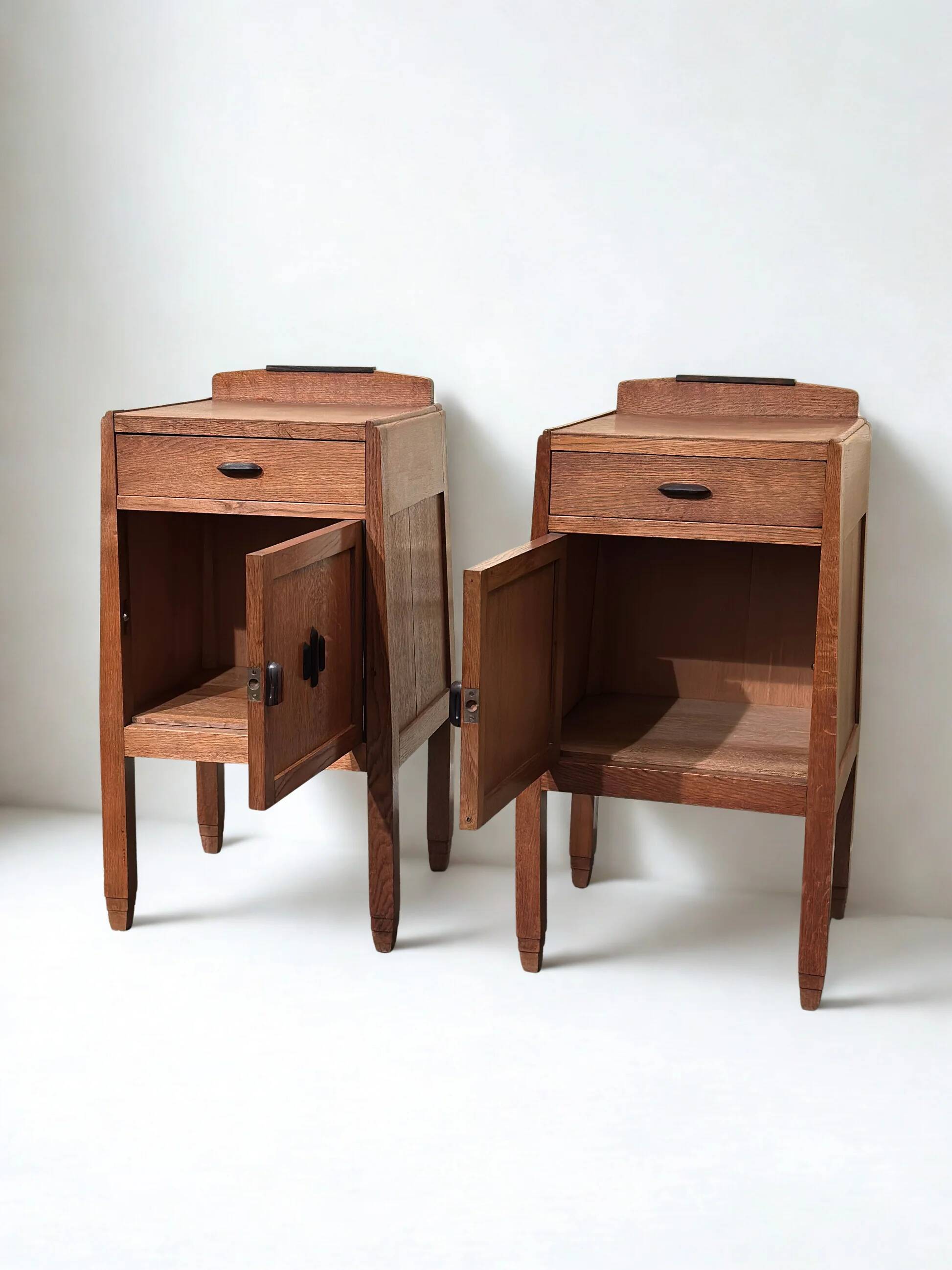 Pair of Amsterdamse School nightstands by J.J. Zijfers