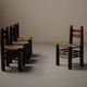 Set of 4 modernist chairs in beech and woven cord, France, circa 1940.