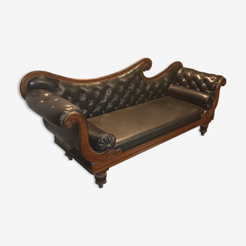 Récamier sofa 1850 period upholstered leather