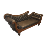 Récamier sofa 1850 period upholstered leather