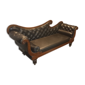 Récamier sofa 1850 period upholstered leather