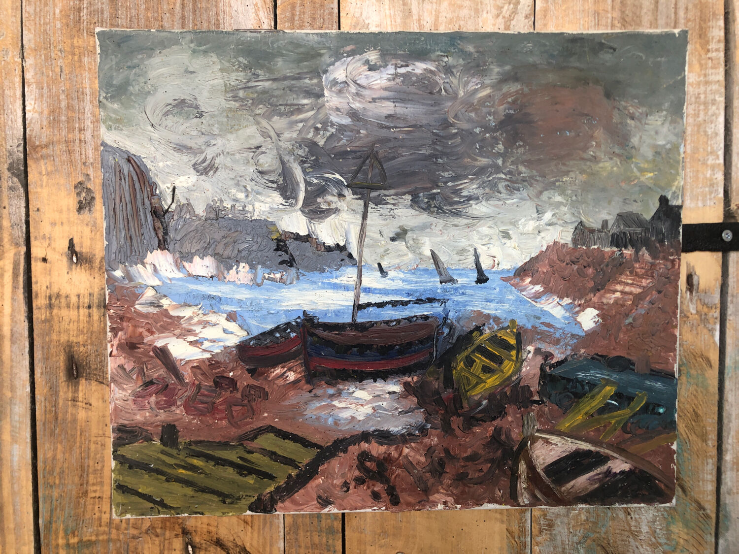 Oil painting on canvas THE TORMENT 1982 Vintage #A216