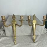 Deux bougeoirs muraux en bronze style Empire