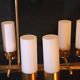 Mid-century, brass chandelier, height opalines, france