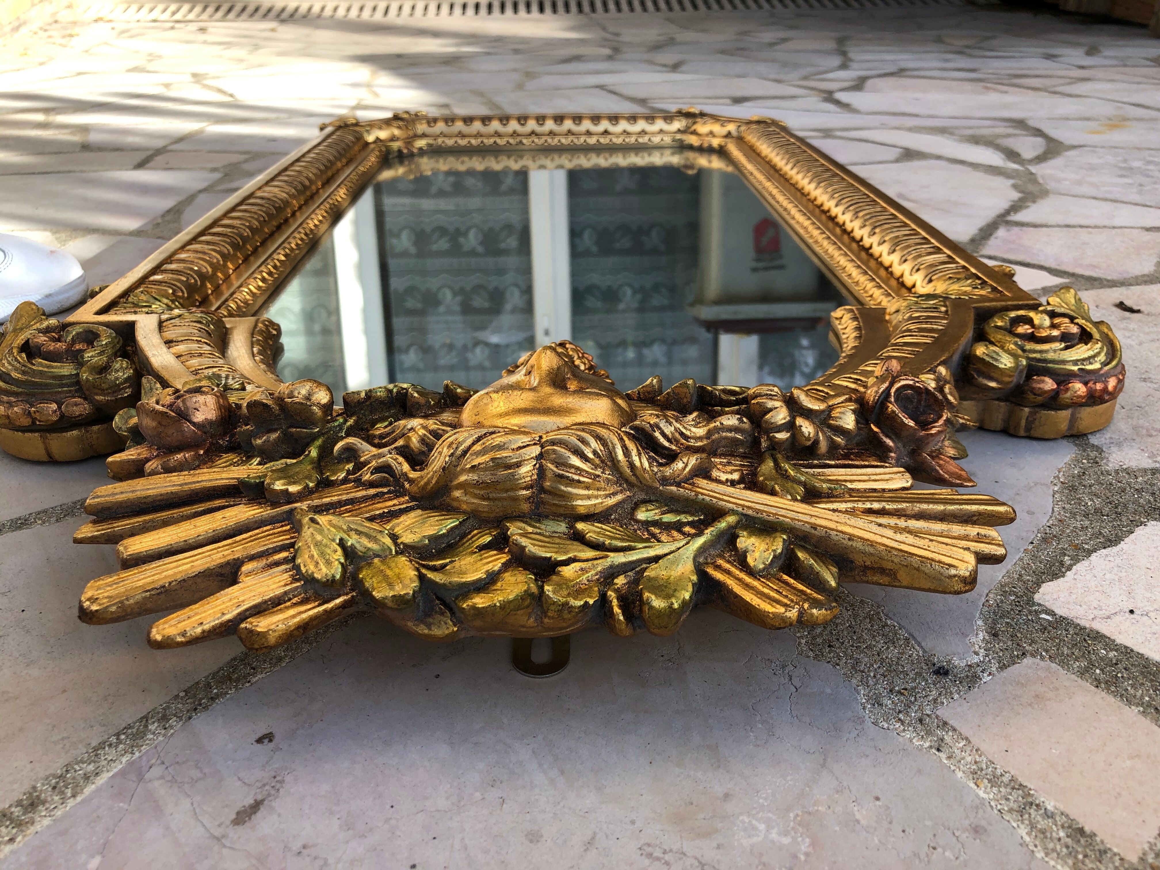 Gilded wooden mirror Regency style 54 x 95 cm