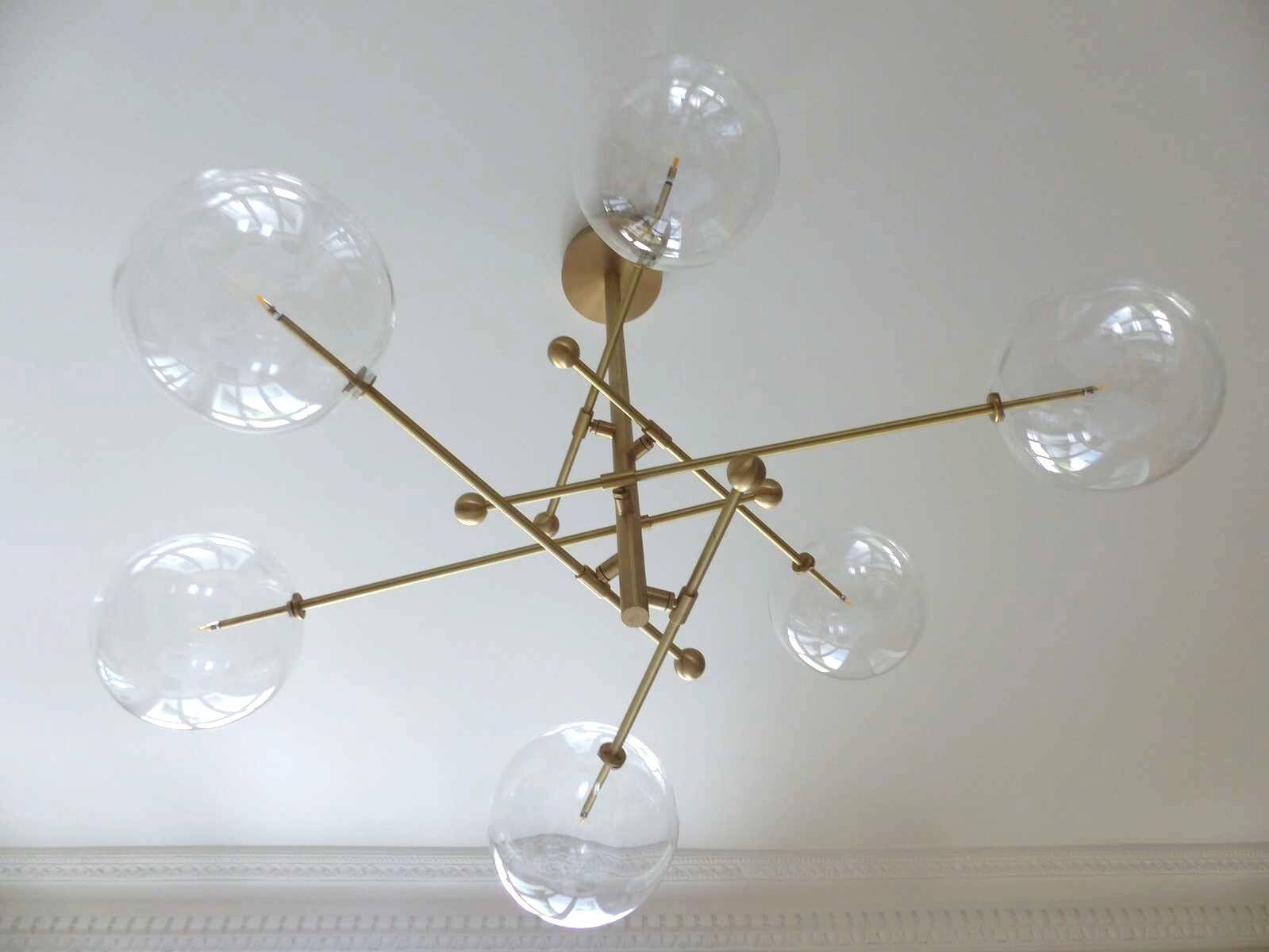 Suspension en laiton & verre Borosilicate " RD15 6 ARMS " design Schwung