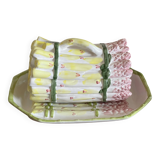Plat à asperge en barbotine