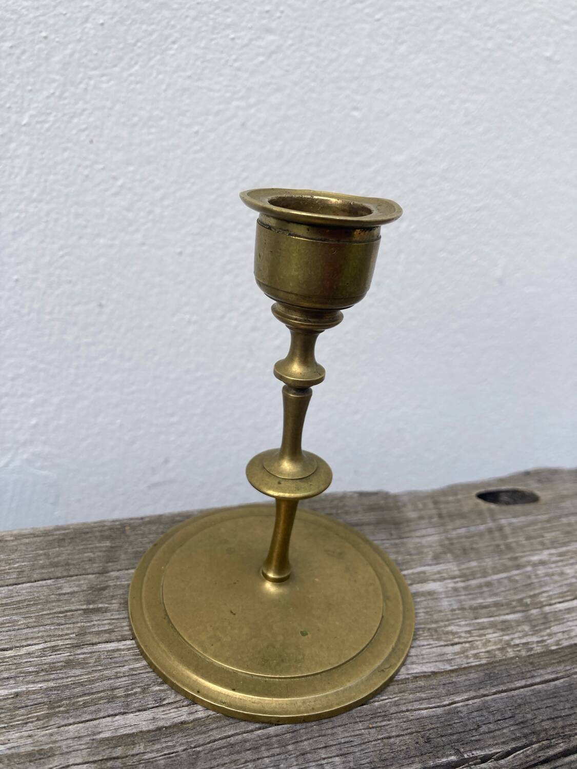 Petit bougeoir en laiton doré XIXer