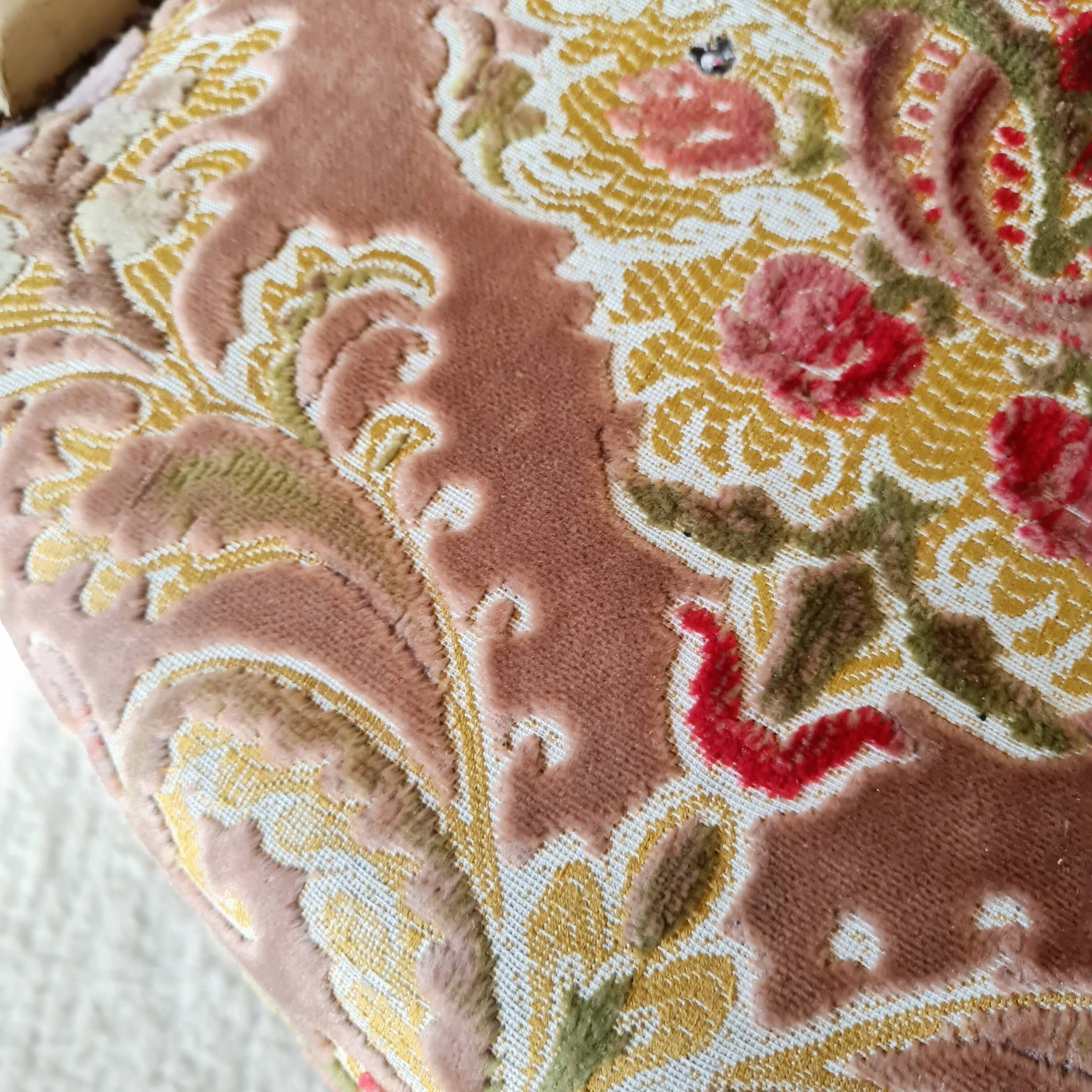 Louis XV style cabriolet armchair - floral velvet seat