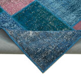 Handwoven turkish contemporary 203 cm x 300 cm blue patchwork rug