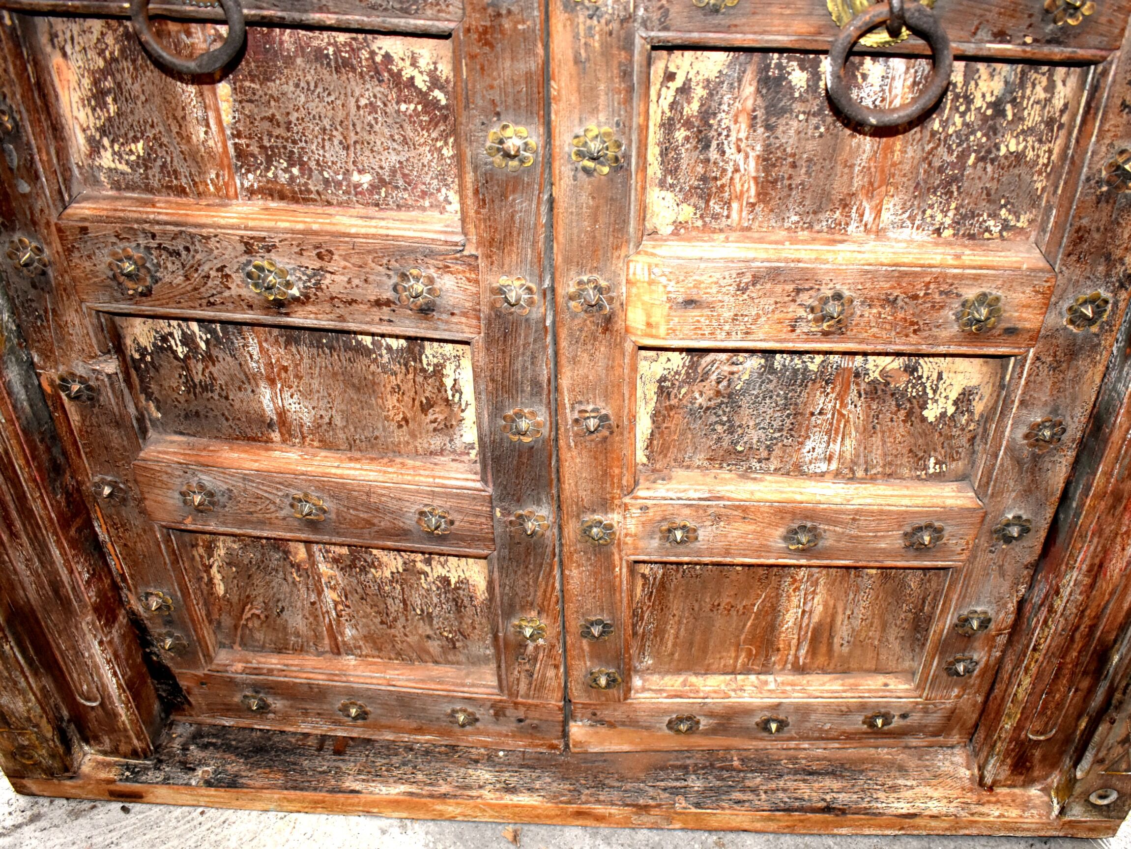 Old antique Indian door from Rajasthan made of old teak wood - functional