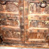 Old ancient indian door of Rajasthan in old teak wood - functional