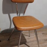 Pair of vintage faux leather and chrome chairs
