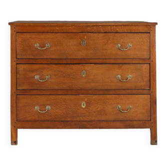 French rustic oak chest of drawers 1900