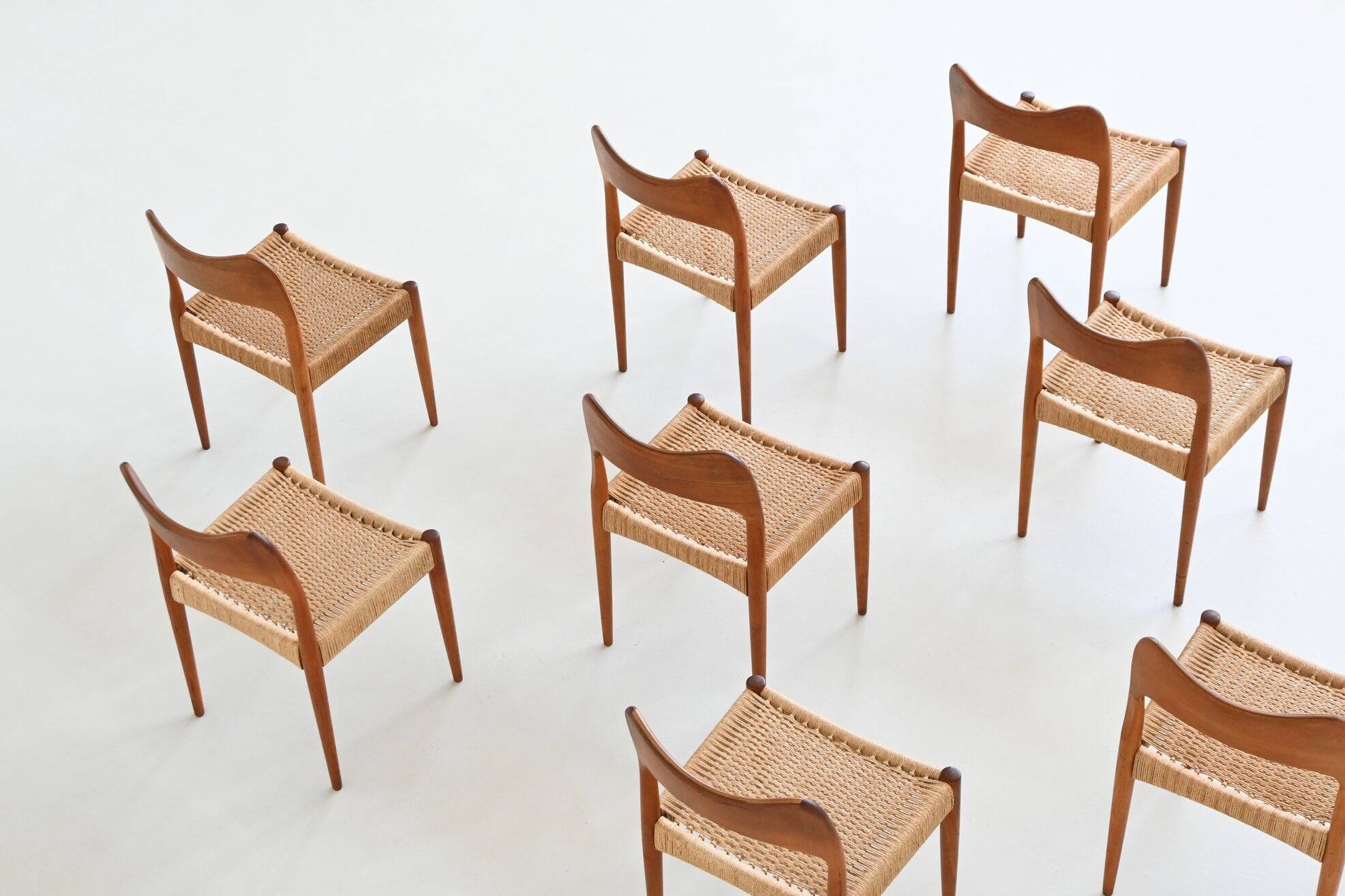 Arne Hovmand Olsen set of eight dining chairs in oak Mogens Kold Denmark 19
